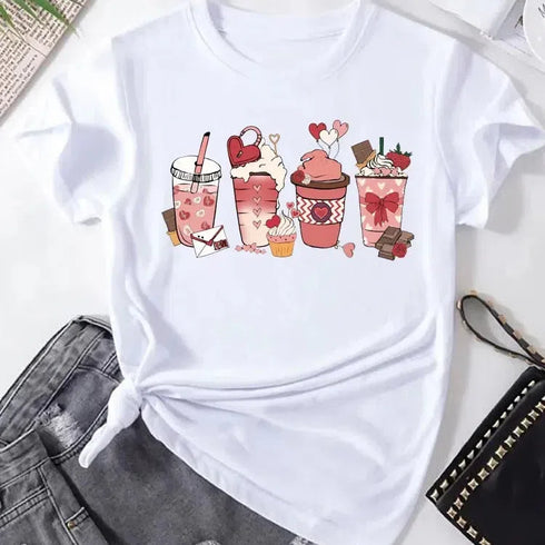 Aesthetic Women's Ice Cream Graphic Tee - Trendy Short Sleeve T-Shirt for Stylish Casual Looks